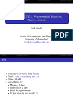 STAT 3001/7301: Mathematical Statistics: Week 3 - Lecture 8