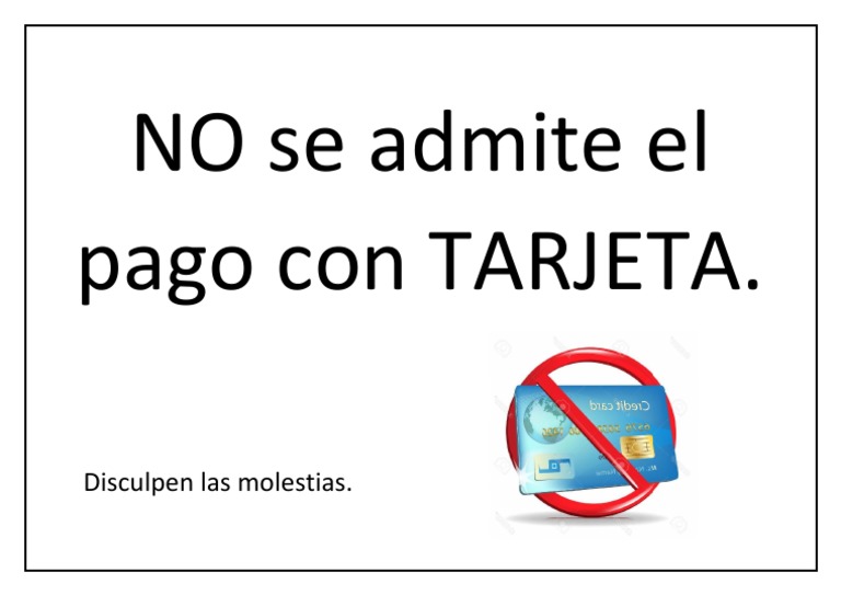 Cartel Se Acepta Pago Con Tarjeta