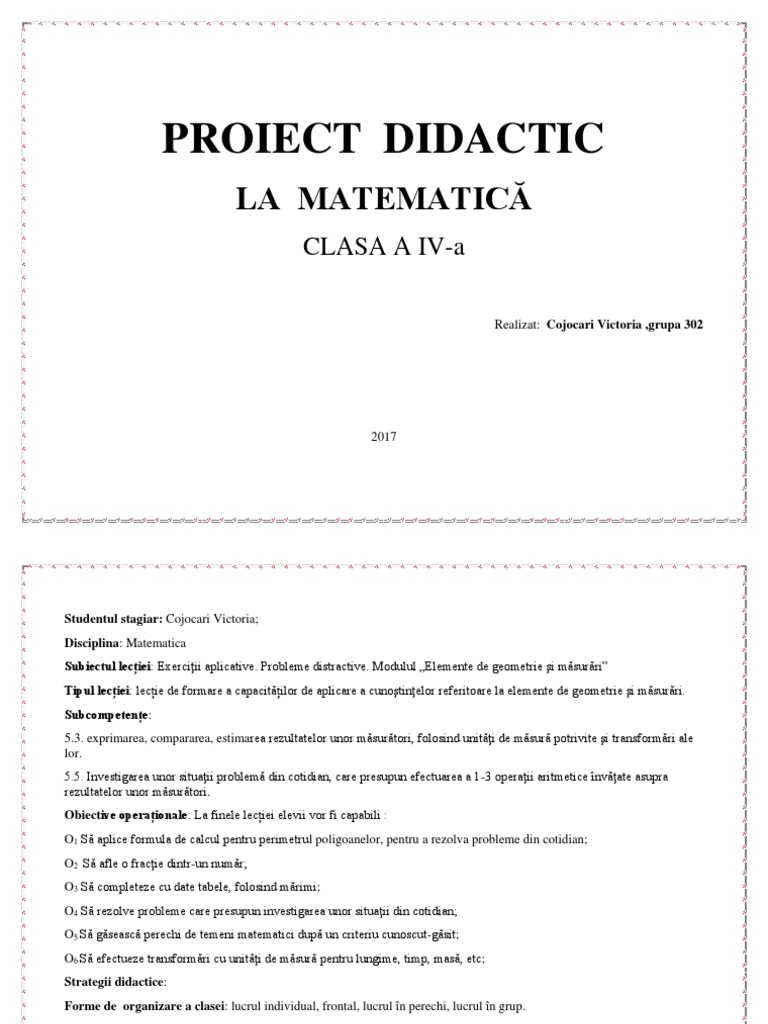 Proiect La Matematica | PDF