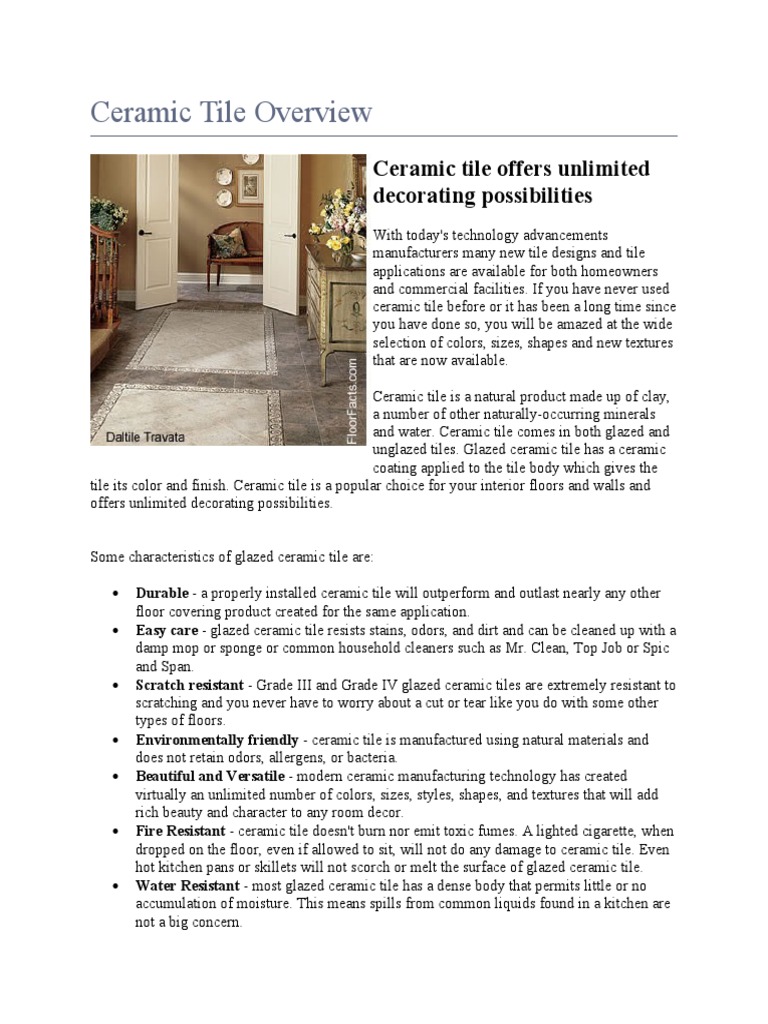 Ceramic Tile Overview | PDF | Tile | Flooring