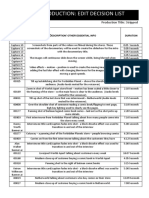 Video Production: Edit Decision List