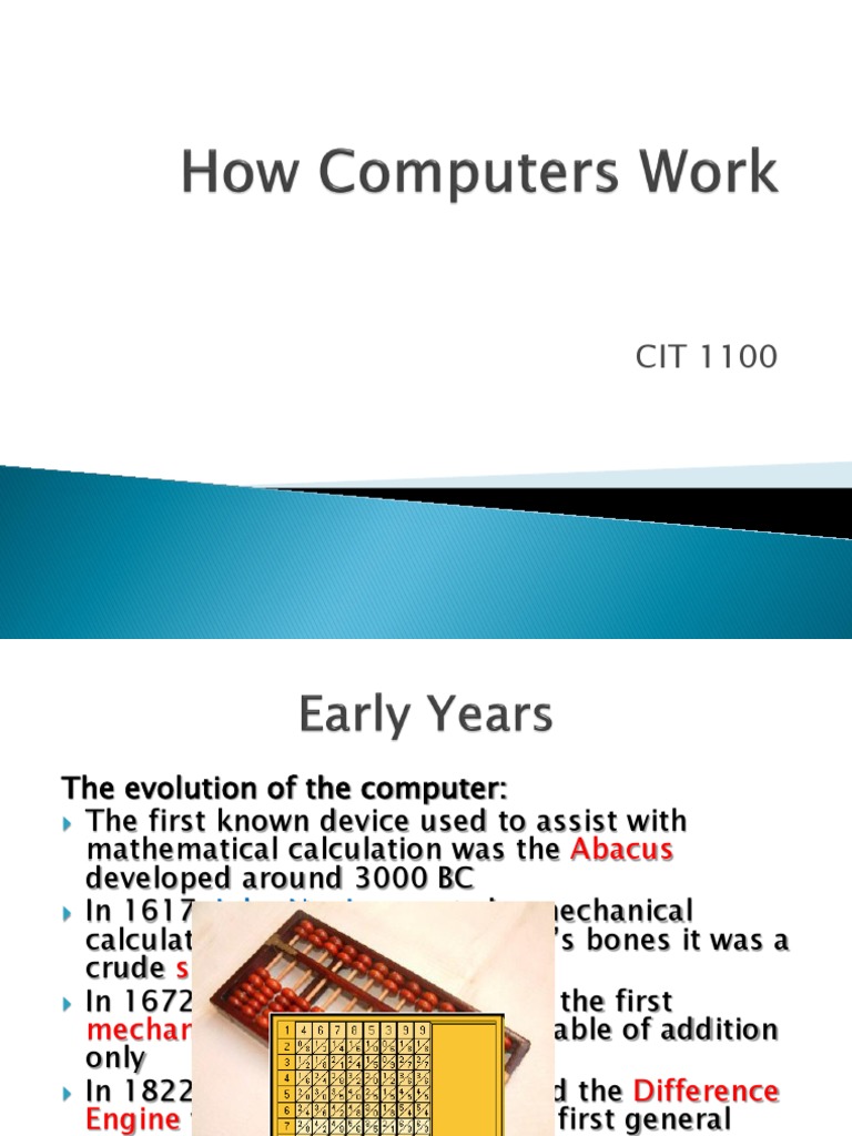 History and Basics of Computing | PDF | Power Supply | Random Access Memory