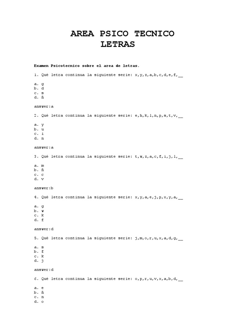 Area Psico Tecnico Area De Letras