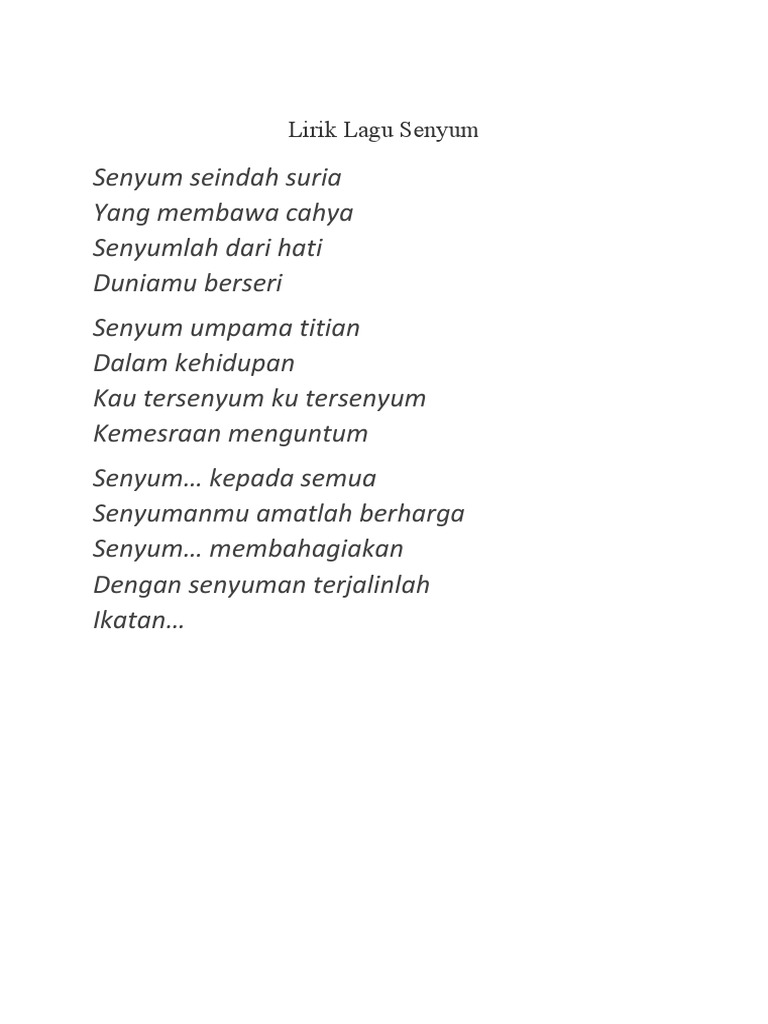 Lirik Lagu Senyum Pdf