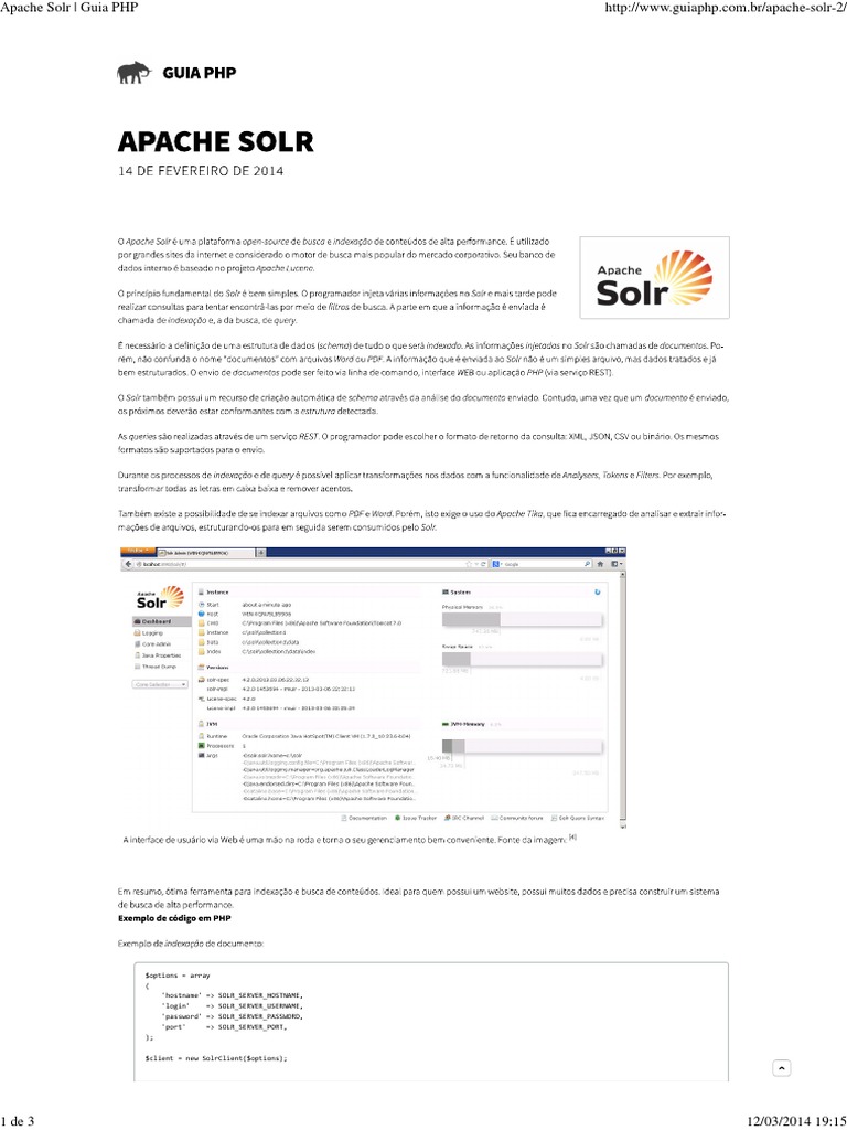 Apache Solr PHP Integration Guide | PDF | Web Software | Cross Platform ...