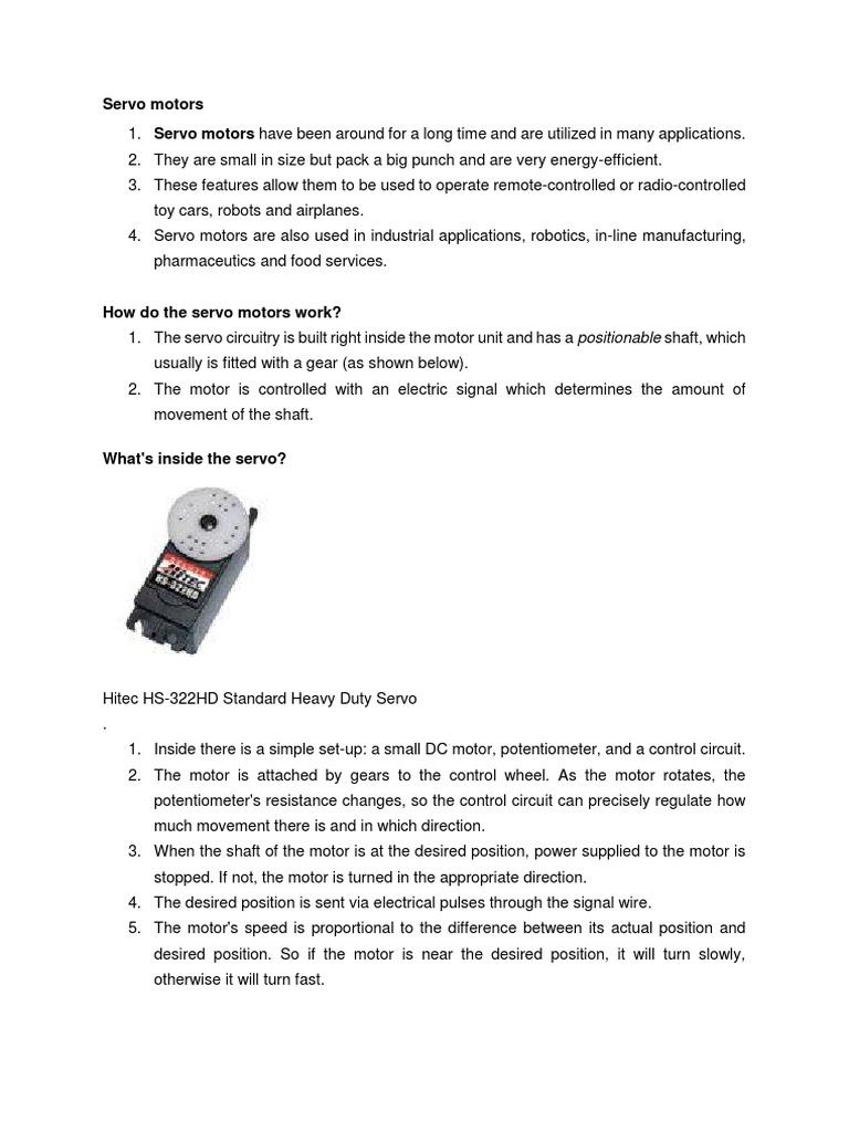 Servo Motors | PDF | Servomechanism | Electric Motor
