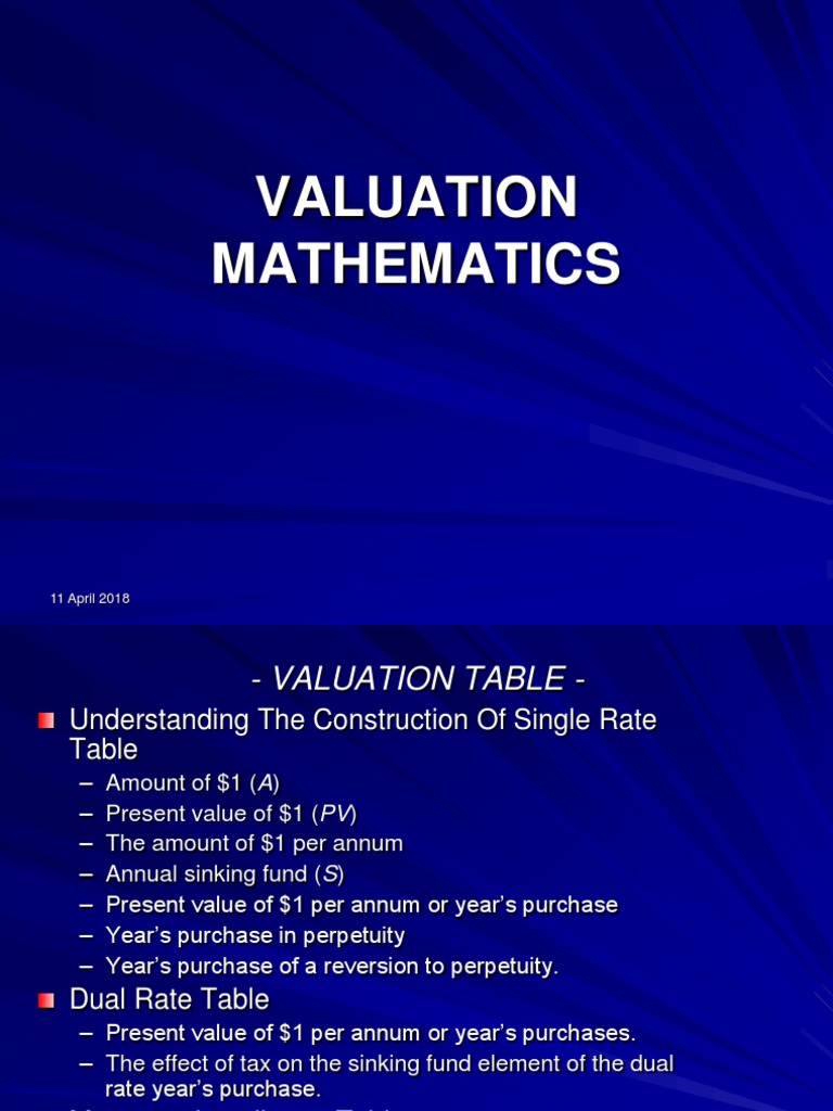 Valuation Mathematics and Formulas | PDF | Present Value | Compound ...