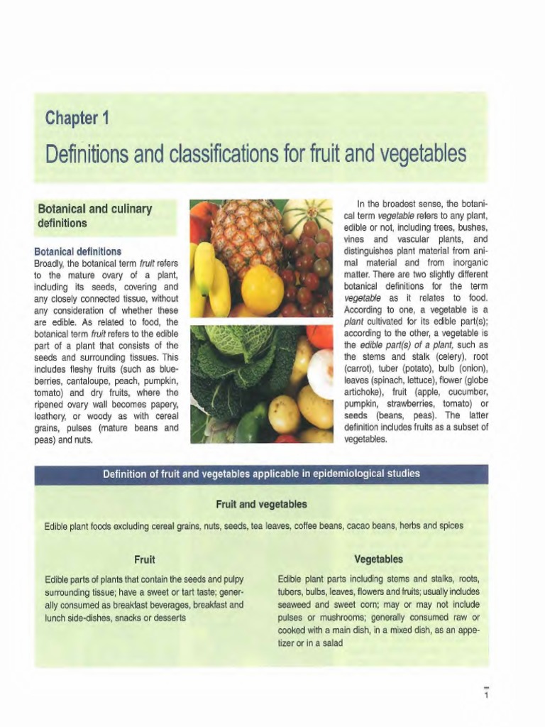 Definitions of Fruits and Vegetables | PDF | Vegetables | Fruit