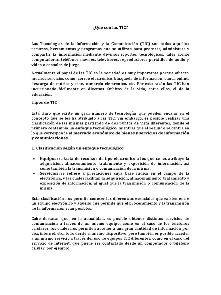 Qué Son Las TIC | PDF | Tecnología de información y comunicaciones ...