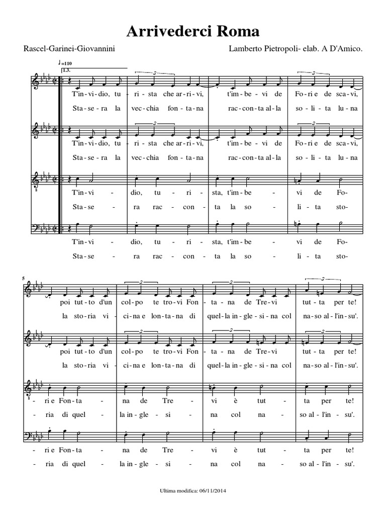 Arrivederci Roma Lyrics and Music | PDF