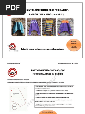 Patron Pantalon Bombacho Cagado Talla 2 A 6 Meses Pampa Pdf