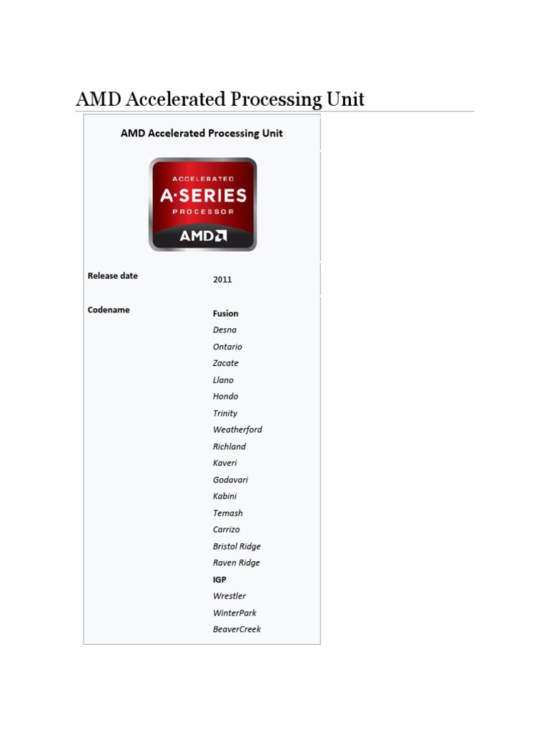AMD Accelerated Processing Units Overview | PDF | Office Equipment ...