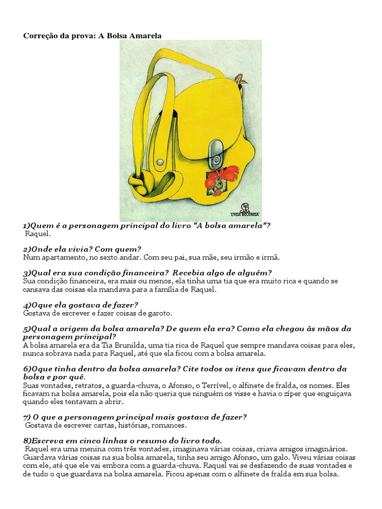 Resumo e Análise de "A Bolsa Amarela" | PDF