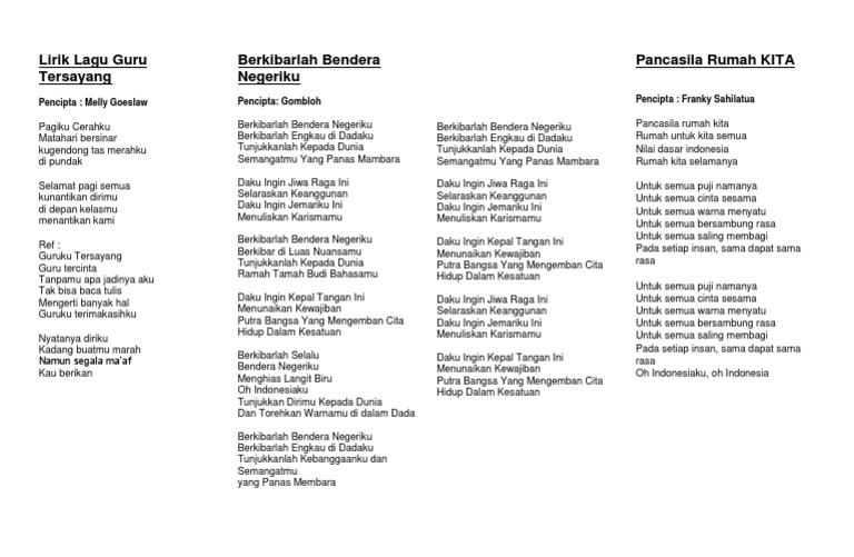 Lirik Lagu Fls2n 2018