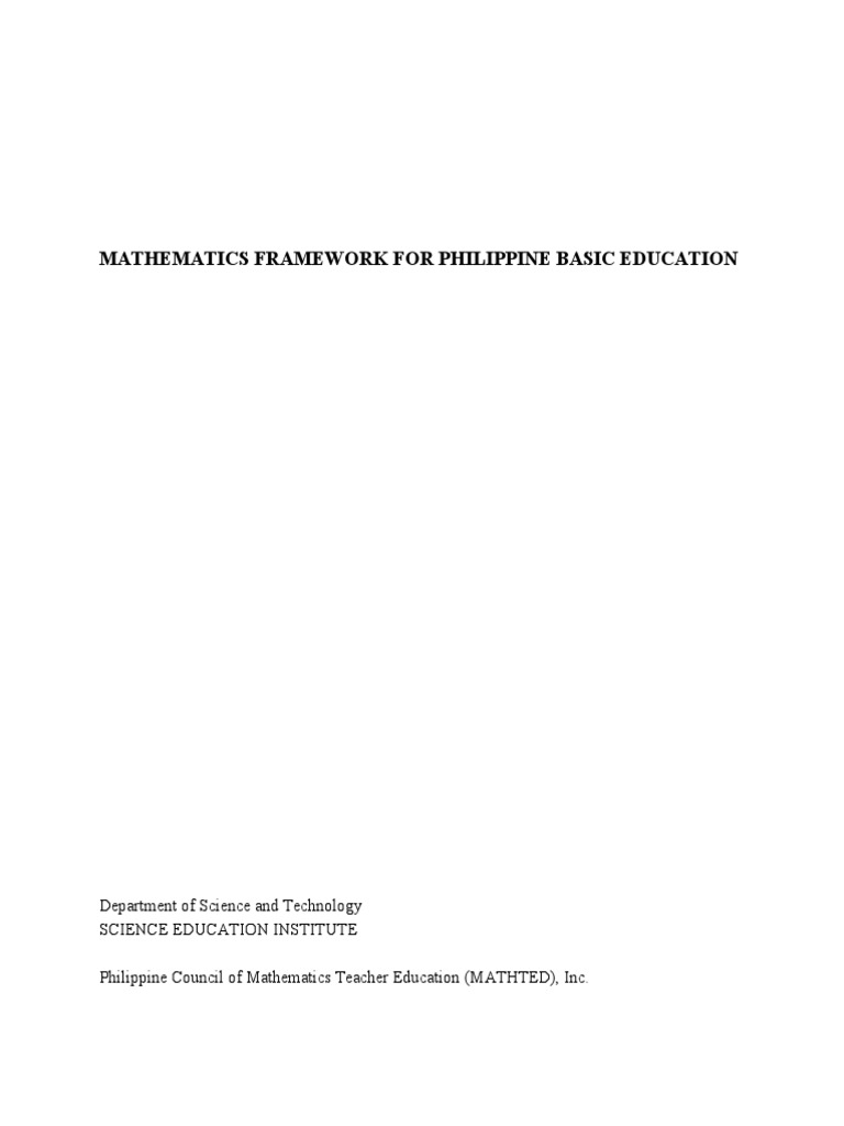 Mathematics Framework For Philippine Basic Education | PDF | Teaching ...