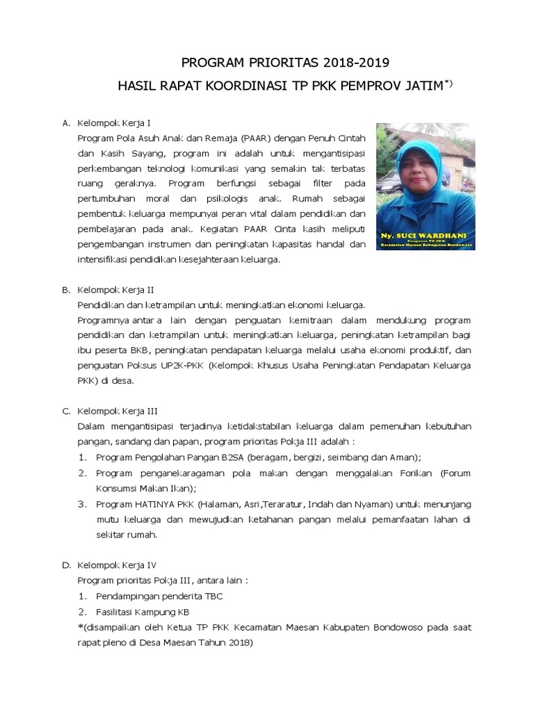 Program Prioritas PKK 2018-2019 | PDF