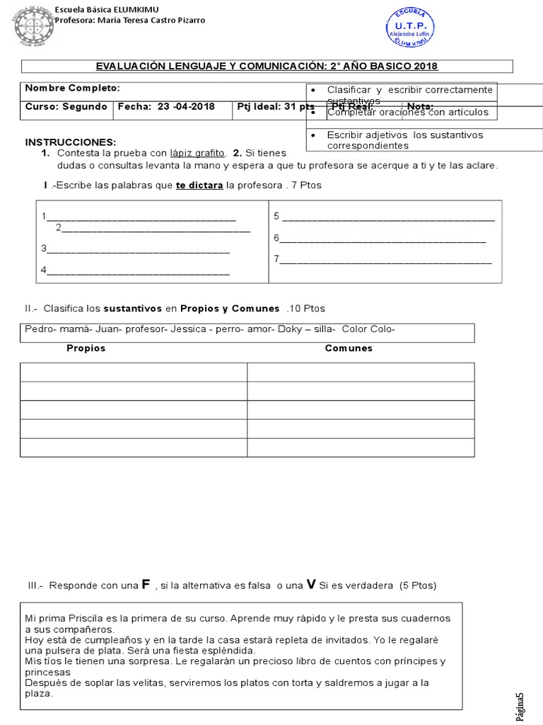 Prueba de Gramatica Ok Adjetivo Gramática