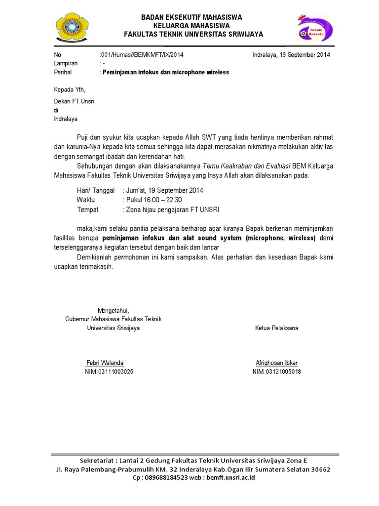 Surat Peminjaman Sound System