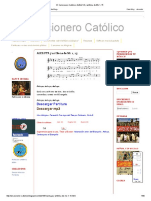 Distante pianista conjunto El Cancionero Católico - ALELUYA y Antífona de MC 1, 15 | PDF | María,  madre de Jesús | Misa (liturgia)