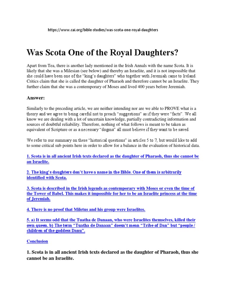 Scota: Egyptian Princess of the Scots | PDF | Moses | The Exodus