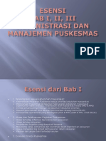 Esensi Bab 1, 2, 3 Administrasi Dan Manajemen Puskesmas