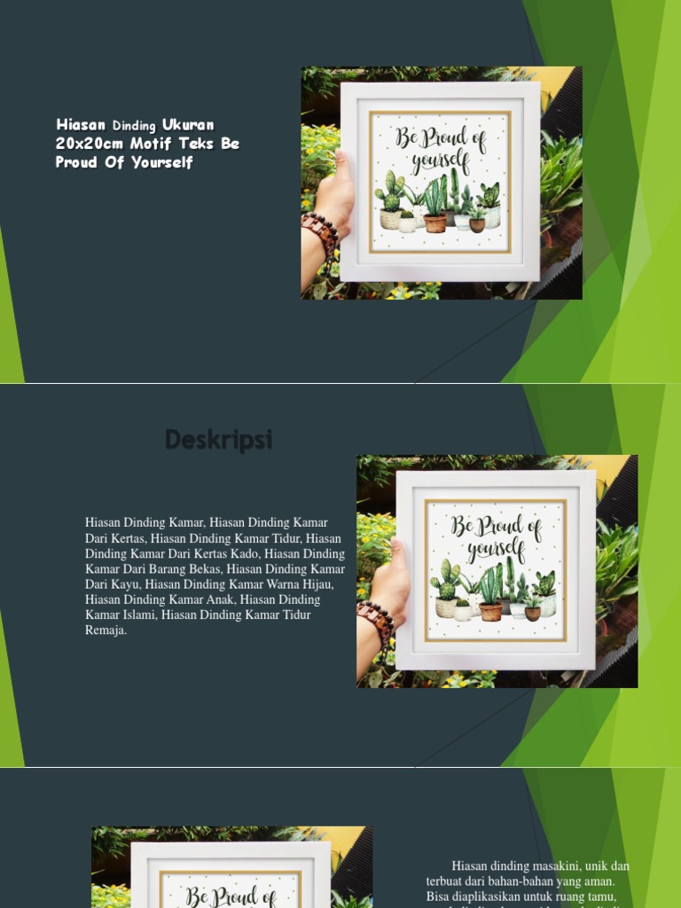 Hiasan Dinding Ukuran 20x20cm Motif Teks Be Proud