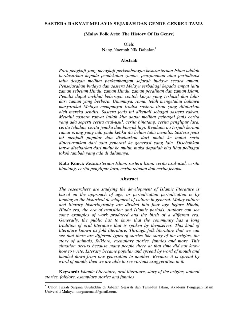 Sastera Rakyat Melayu PDF | PDF | Ilmu Sosial | Klasik