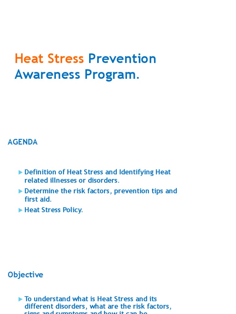 Heat Stress Prevention | PDF | Hyperthermia | Perspiration