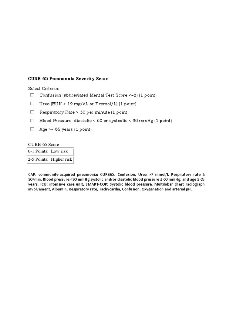 CURB Pneumonia | PDF | Blood Pressure | Pneumonia