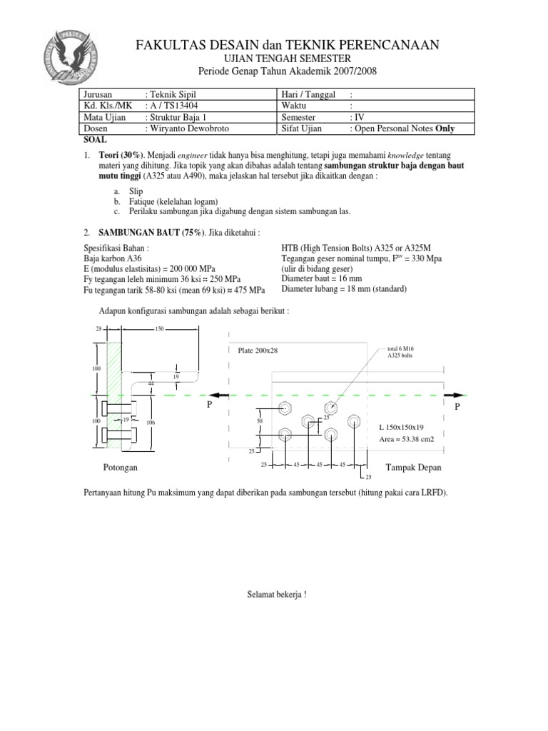 Soal Jawaban Konstruksi Baja I Uph