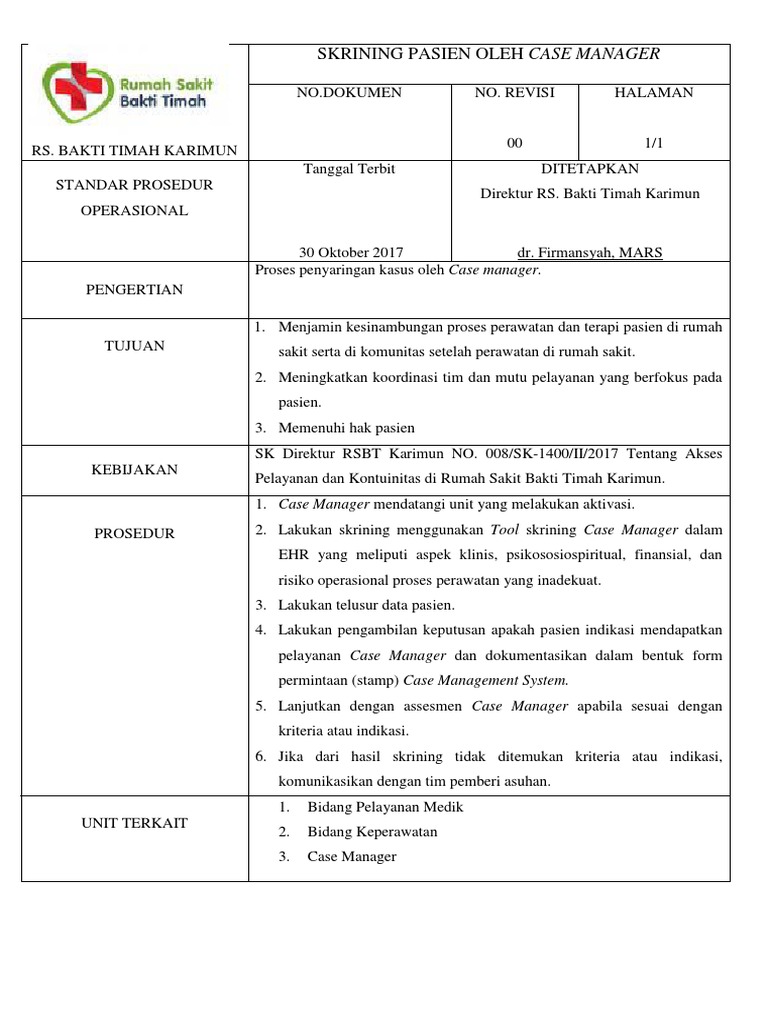 Contoh Laporan Case Manager Rumah Sakit Nusagates