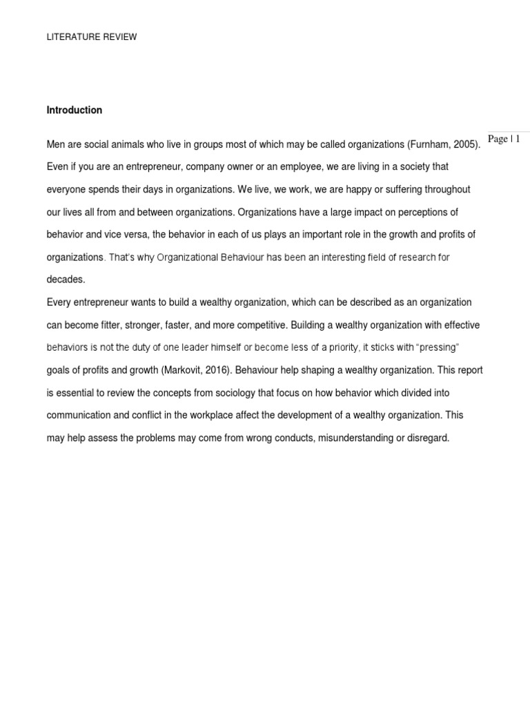 organization behavior literature review