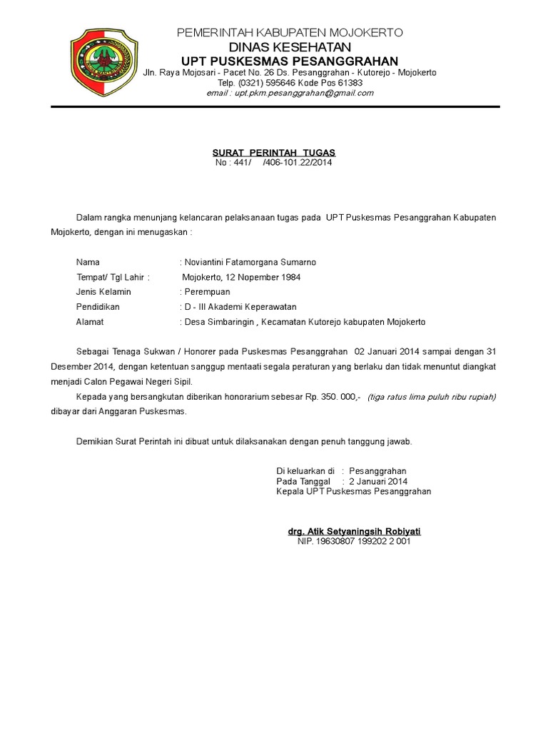 Surat Perintah Tugas Honorer 3 Contoh Surat Lamaran Honorer Di Pemerintahan Http Contohsurat S.