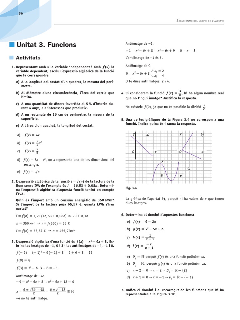 Solucionari Funcions | PDF