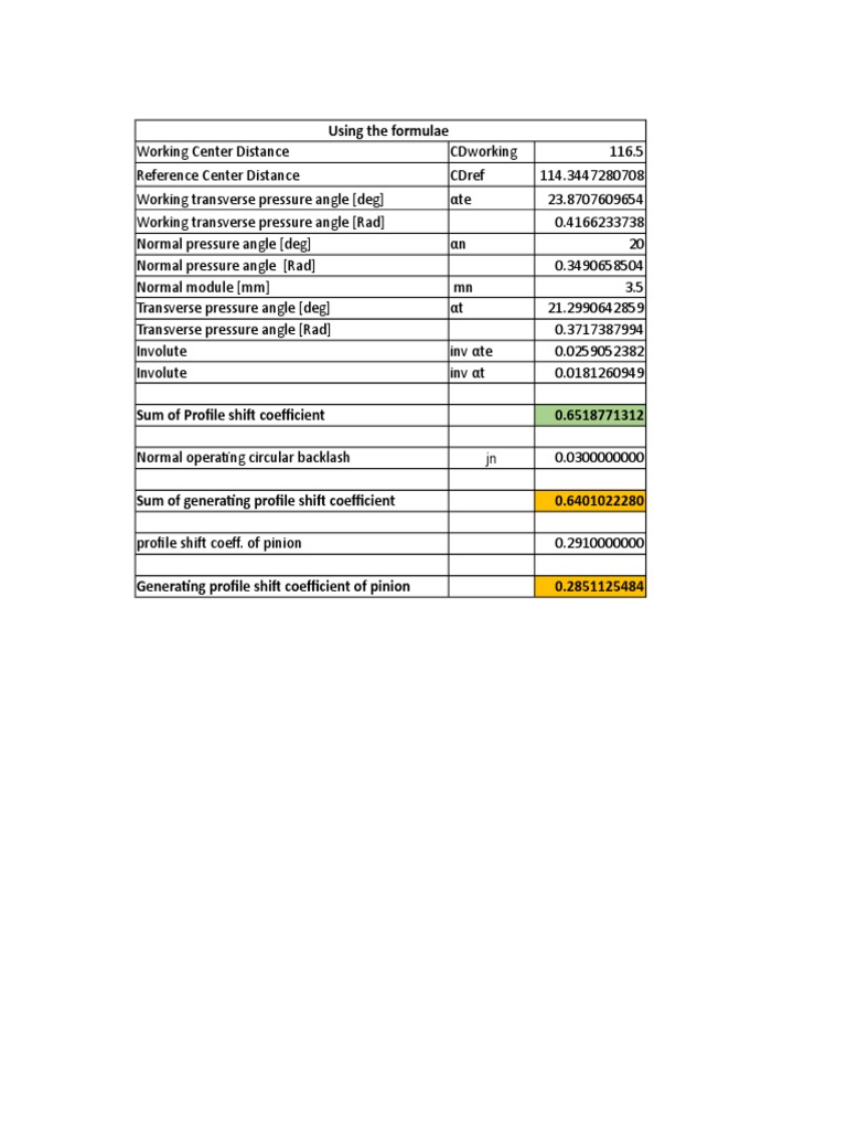 Gear Generating Profile Shift Calculations | PDF | Technology & Engineering