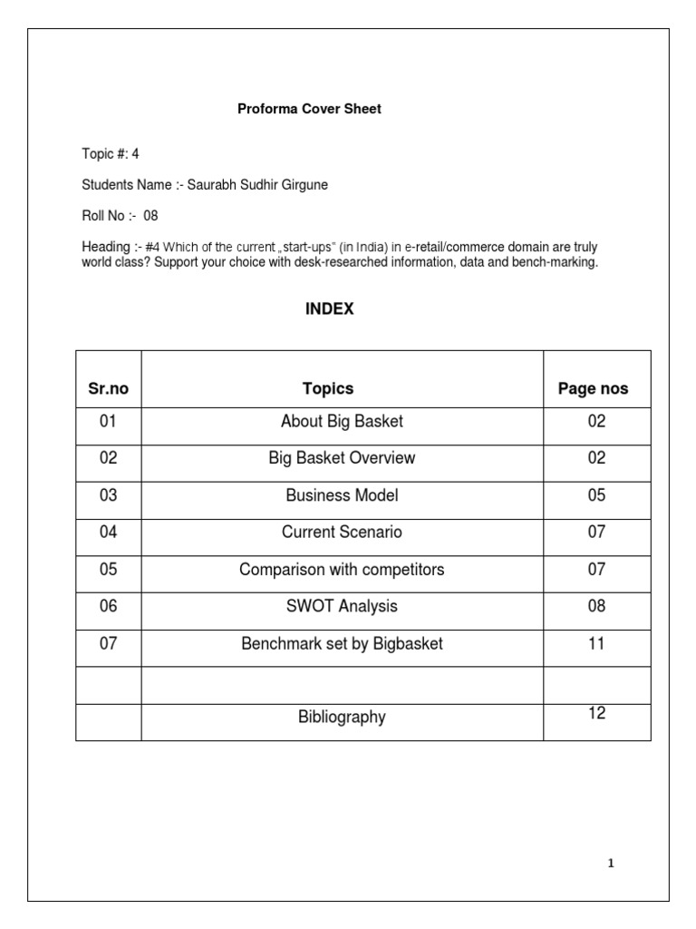 Big Basket PDF Grocery Store Delivery