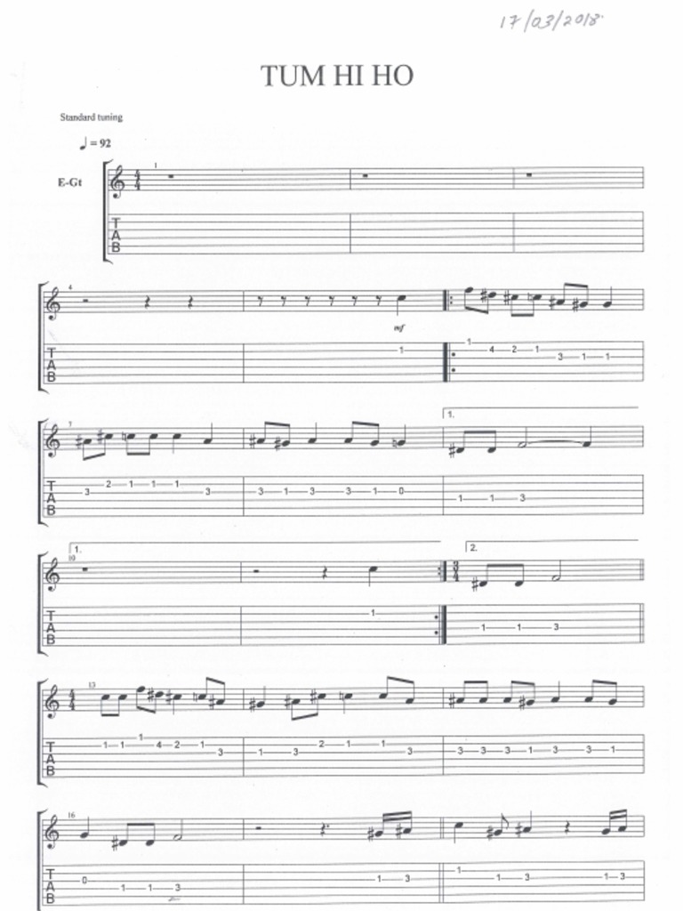 Tum Hi Ho Guitar Notes