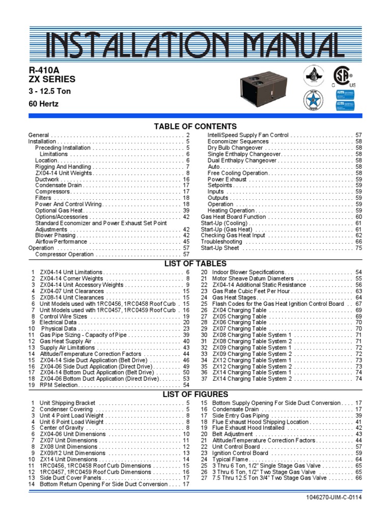BE InstallGuide RooftopSeries12R ZX | PDF | Furnace | Air Conditioning