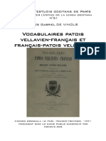 Jules Gabriel DE VINOLS, Vocabulaires Patois Vellavien-Français Et Français-Patois Vellavien PDF