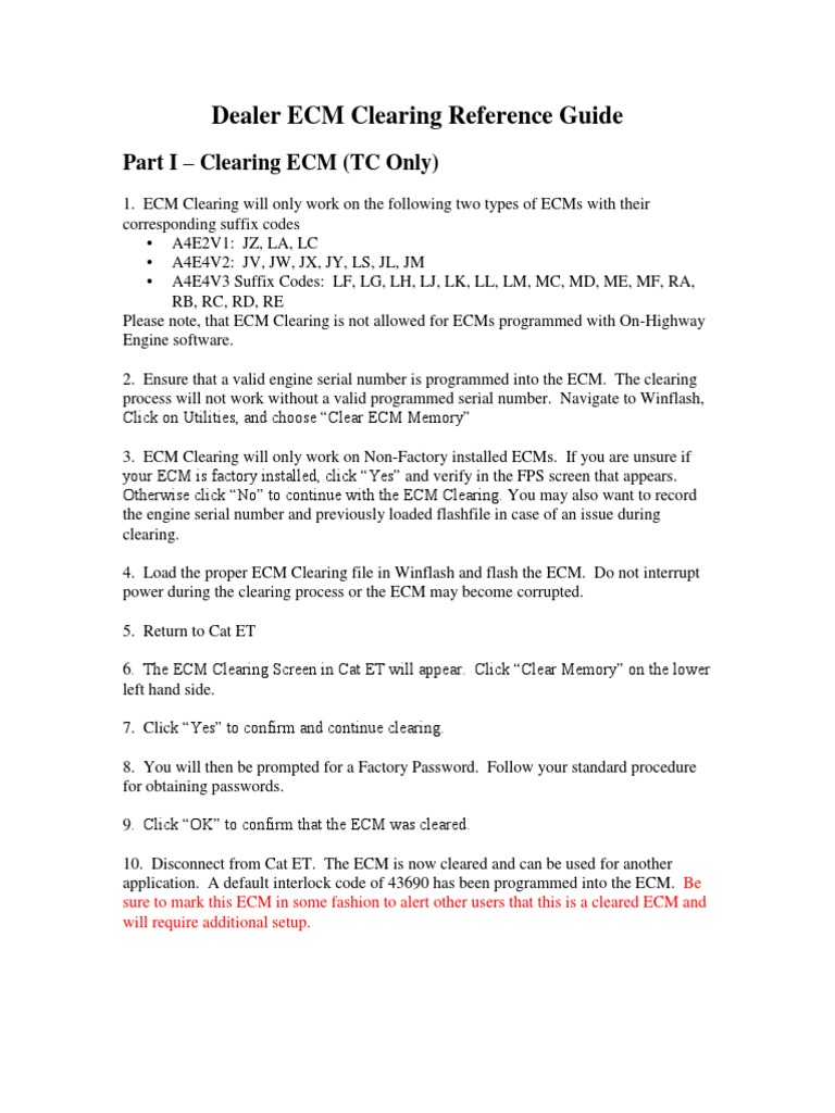 ECM Clearing and Setup Guide | PDF | Computer Architecture | System ...