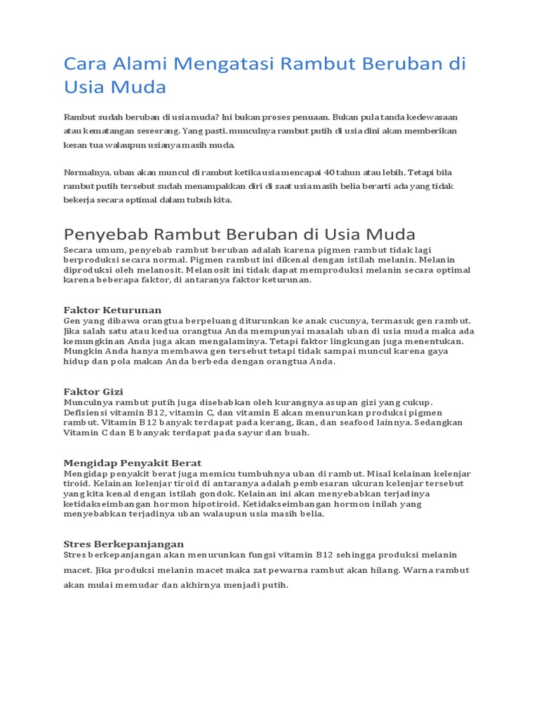 Cara Alami Mengatasi Rambut Beruban Di Usia Muda