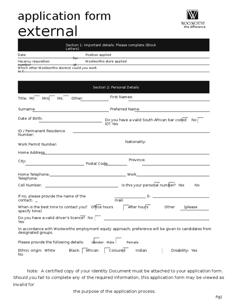 Woolworths Application Form 03272018885637 PDF Criminal Record