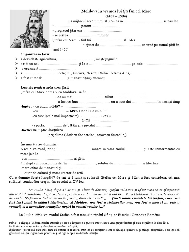 Moldova In Vremea Lui Stefan Cel Mare