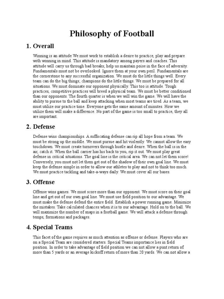 Football Coaching Philosophy Overview | PDF | American Football | Sports