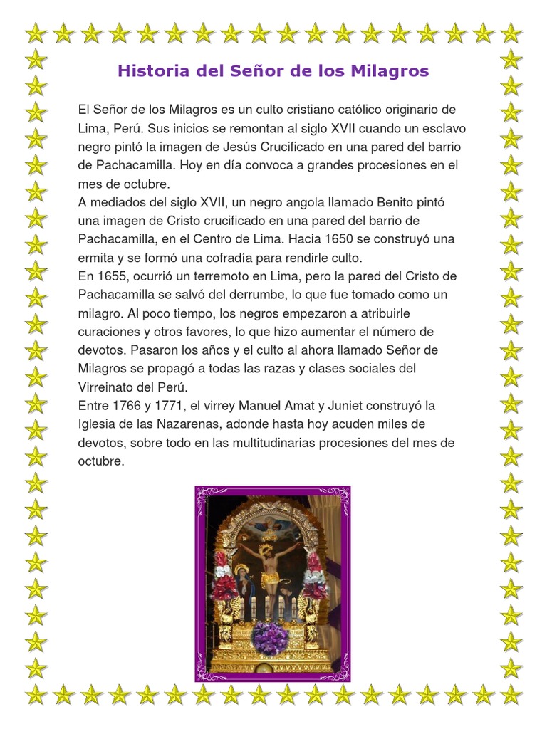 Historia del Señor de los Milagros | PDF | Iglesia Católica | Religión ...