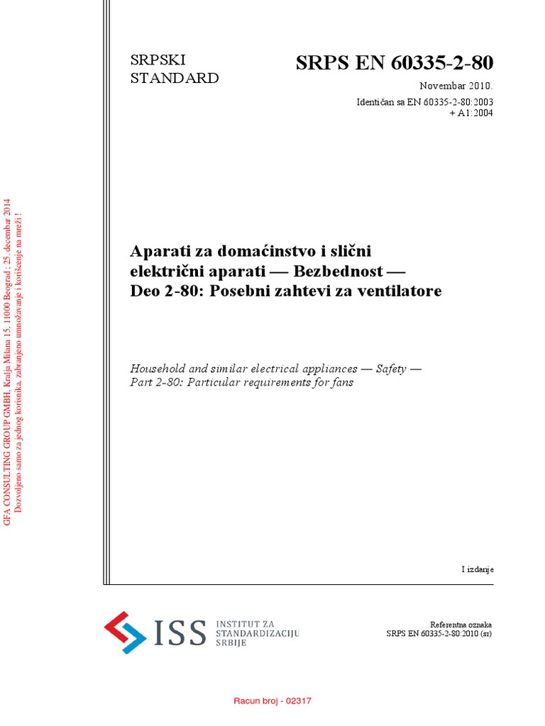 SRPS en 60335-2-80 | PDF