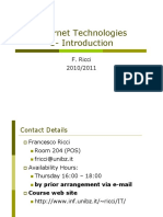 Internet Technologies 1-Introduction: F. Ricci 2010/2011