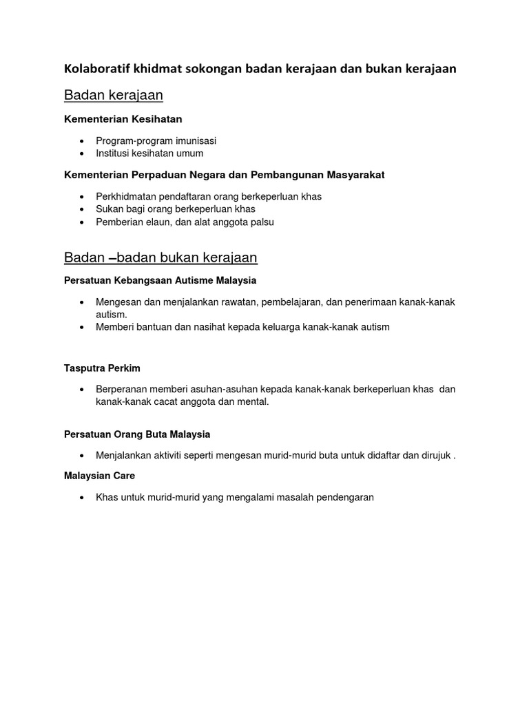 Kolaboratif Khidmat Sokongan Badan Kerajaan Dan Bukan Kerajaan  PDF