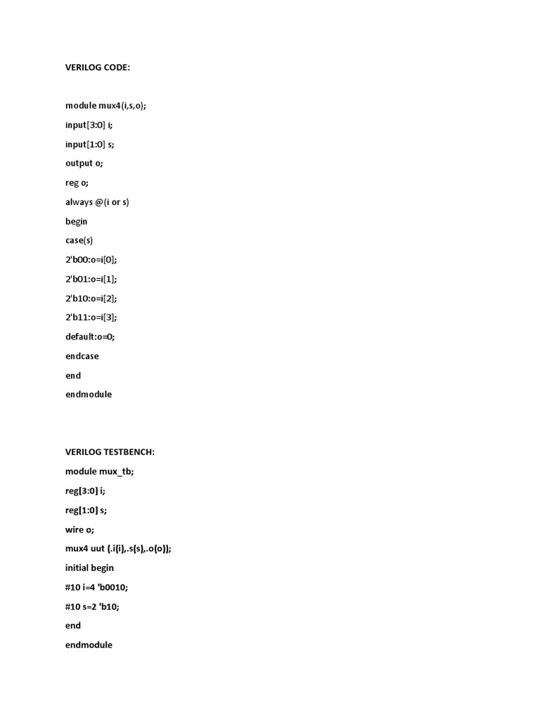 Verilog Code and Testbench | PDF | Teaching Methods & Materials