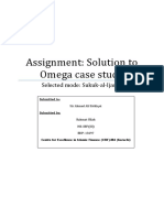 Assignment: Solution To Omega Case Study: Selected Mode: Sukuk-al-Ijarah